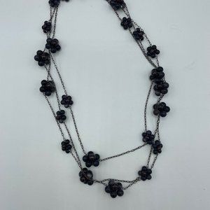 Artisan goldstone garnet flower bead chain necklace